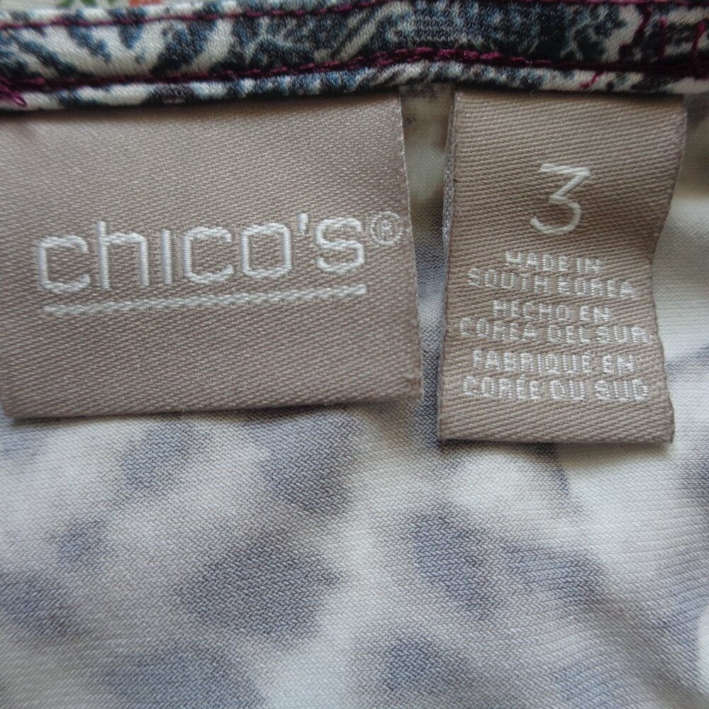 Chico's Mixed Paisley & Animal Print Tunic in Burgundy, Cream, Gray, Brown - Picture 9 of 9